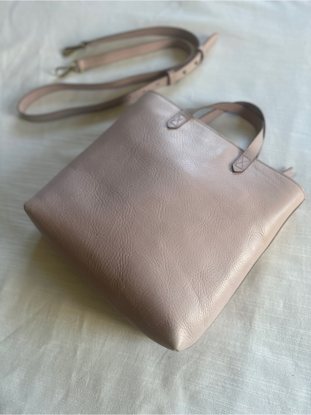 MADEWELL Medium Zip-Top Transport Tinted Blush Leather Crossbody/Tote Bag